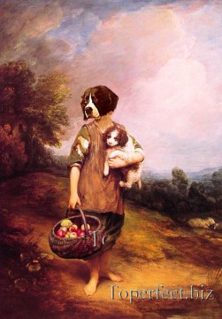 Perros encantadores de la revisión de los clásicos de Gainsborough Thomas Pinturas al óleo